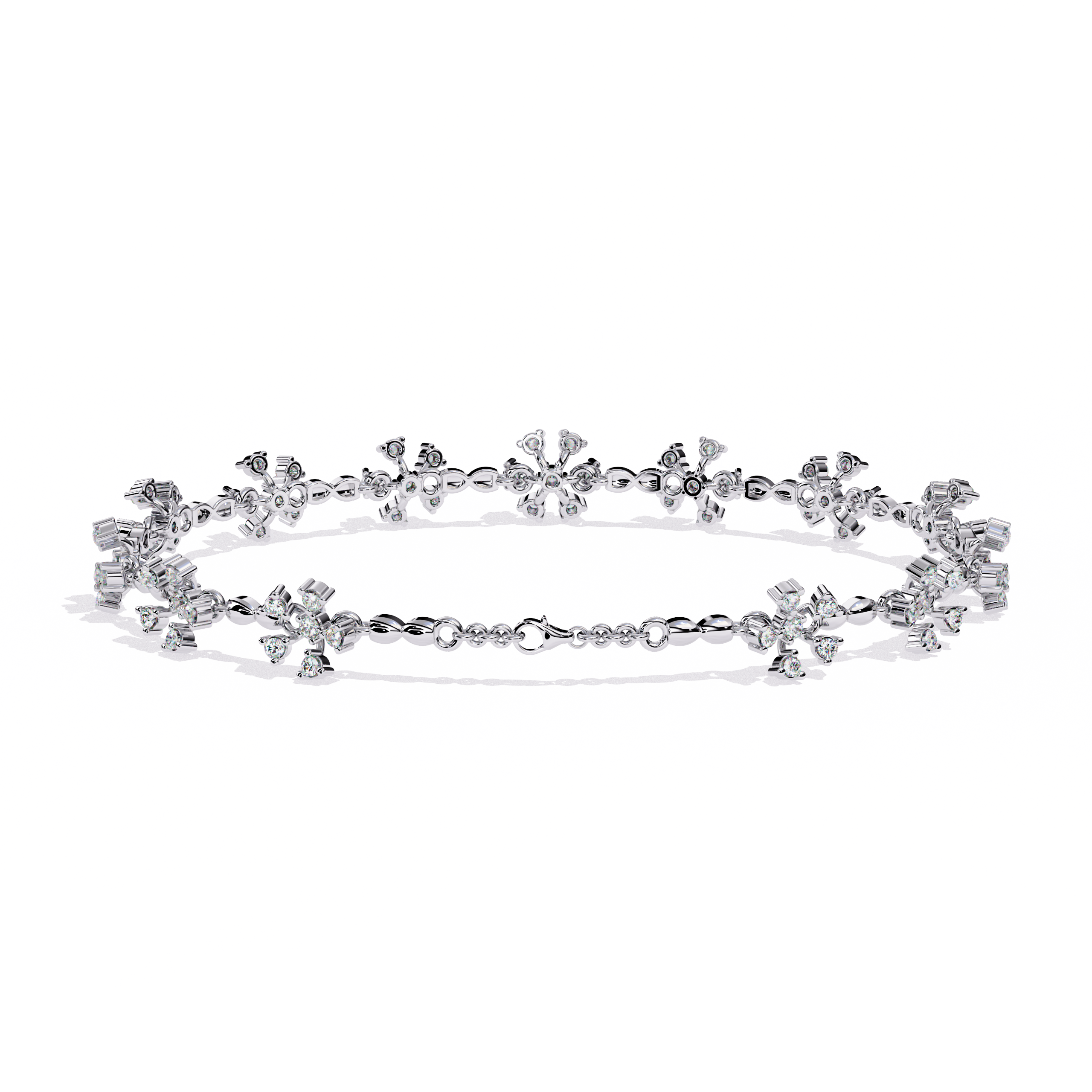 Solitairekart 0.91ct Floral Burst Natural Diamond Bracelet-HI Color, VS-SI Clarity